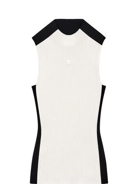 Courreges Cowl Neck sleeveless sweater - White & Black
